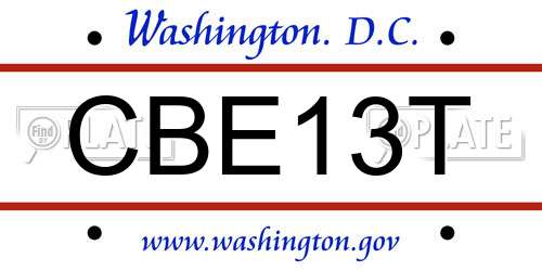 CBE13T District Of Columbia License Plate