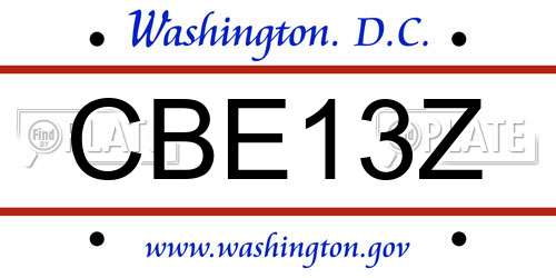 CBE13Z District Of Columbia License Plate
