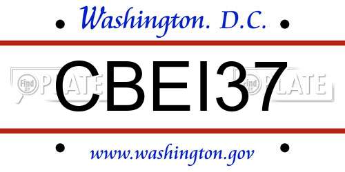 CBEI37 District Of Columbia License Plate