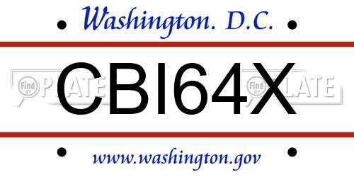 CBI64X District Of Columbia License Plate