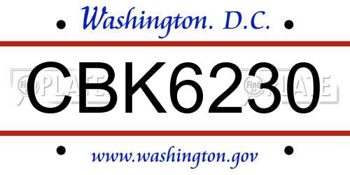 CBK6230 District Of Columbia License Plate