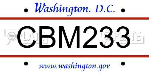 CBM233 District Of Columbia License Plate