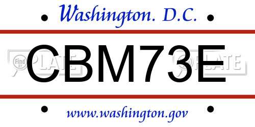 CBM73E District Of Columbia License Plate