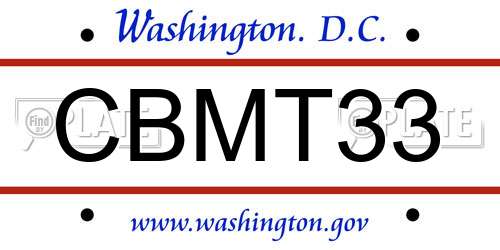 CBMT33 District Of Columbia License Plate