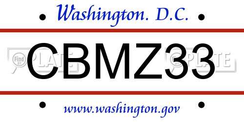 CBMZ33 District Of Columbia License Plate