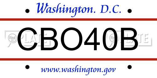 CBO40B District Of Columbia License Plate