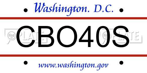 CBO40S District Of Columbia License Plate
