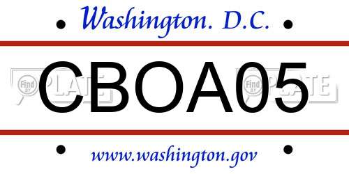 CBOA05 District Of Columbia License Plate
