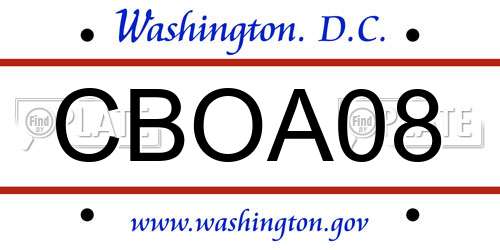 CBOA08 District Of Columbia License Plate