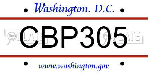 CBP305 District Of Columbia License Plate