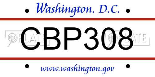 CBP308 District Of Columbia License Plate