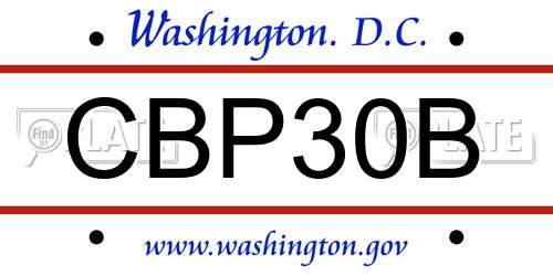 CBP30B District Of Columbia License Plate