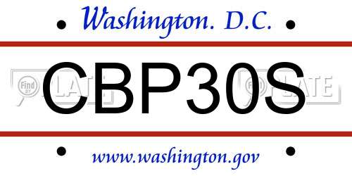 CBP30S District Of Columbia License Plate