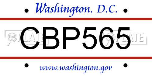CBP565 District Of Columbia License Plate