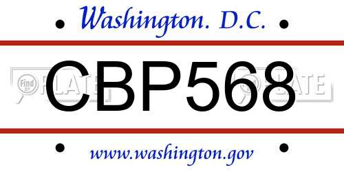 CBP568 District Of Columbia License Plate