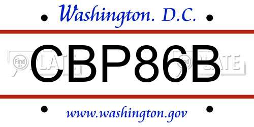 CBP86B District Of Columbia License Plate