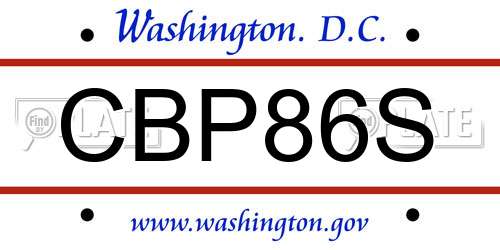 CBP86S District Of Columbia License Plate