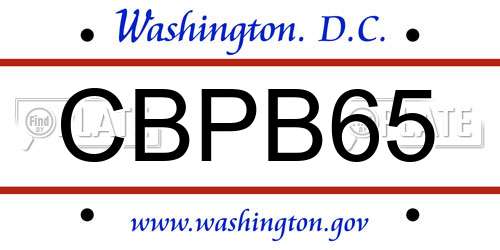 CBPB65 District Of Columbia License Plate