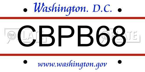 CBPB68 District Of Columbia License Plate