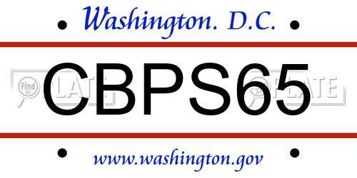 CBPS65 District Of Columbia License Plate
