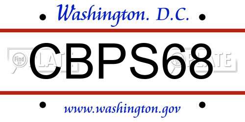 CBPS68 District Of Columbia License Plate