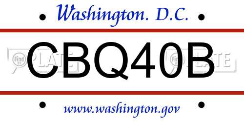 CBQ40B District Of Columbia License Plate