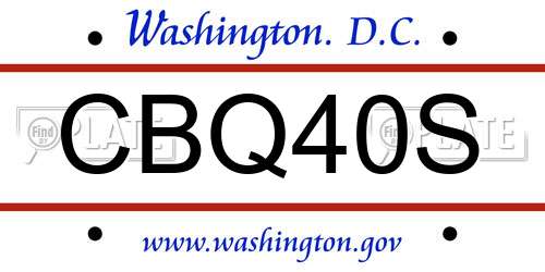 CBQ40S District Of Columbia License Plate