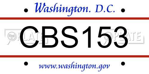 CBS153 District Of Columbia License Plate