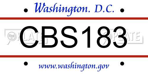 CBS183 District Of Columbia License Plate