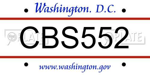 CBS552 District Of Columbia License Plate