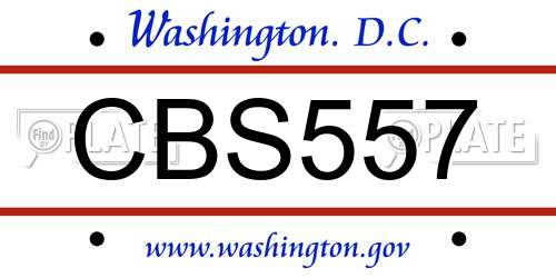 CBS557 District Of Columbia License Plate