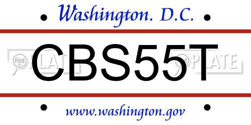 CBS55T District Of Columbia License Plate