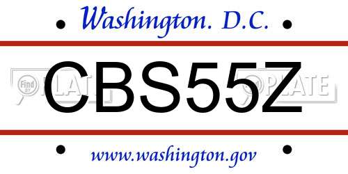 CBS55Z District Of Columbia License Plate