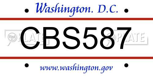 CBS587 District Of Columbia License Plate
