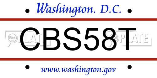 CBS58T District Of Columbia License Plate