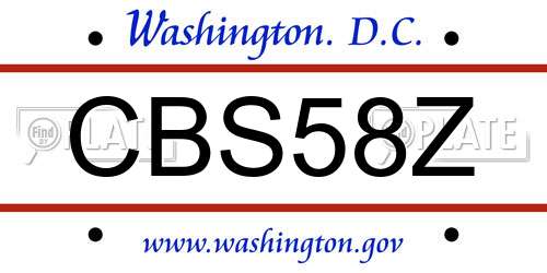CBS58Z District Of Columbia License Plate