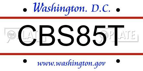 CBS85T District Of Columbia License Plate