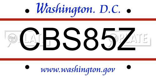 CBS85Z District Of Columbia License Plate