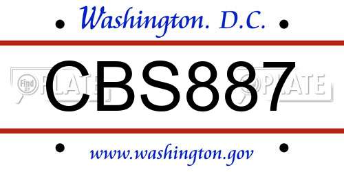 CBS887 District Of Columbia License Plate