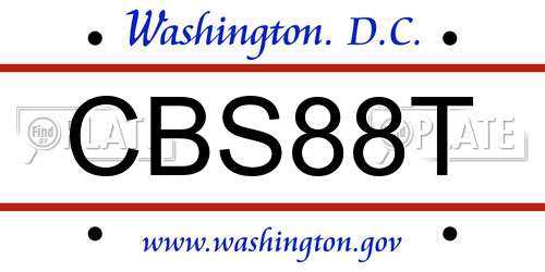 CBS88T District Of Columbia License Plate