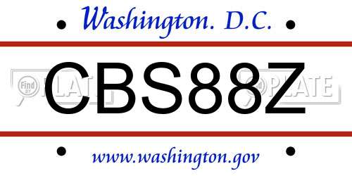 CBS88Z District Of Columbia License Plate