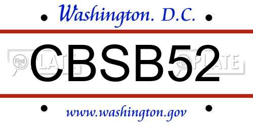 CBSB52 District Of Columbia License Plate