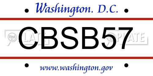 CBSB57 District Of Columbia License Plate