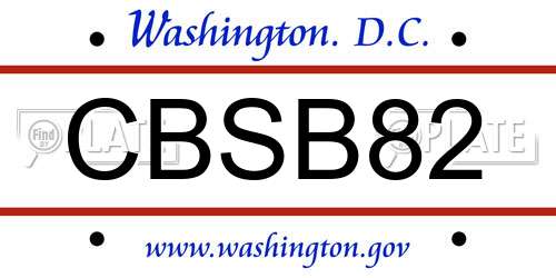 CBSB82 District Of Columbia License Plate