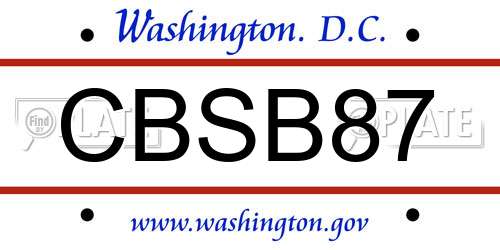CBSB87 District Of Columbia License Plate