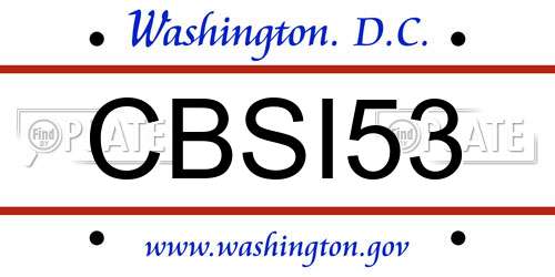 CBSI53 District Of Columbia License Plate