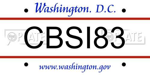 CBSI83 District Of Columbia License Plate