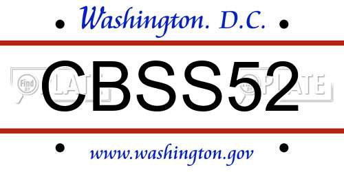 CBSS52 District Of Columbia License Plate