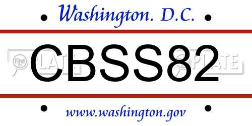CBSS82 District Of Columbia License Plate