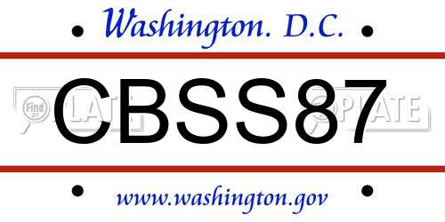 CBSS87 District Of Columbia License Plate